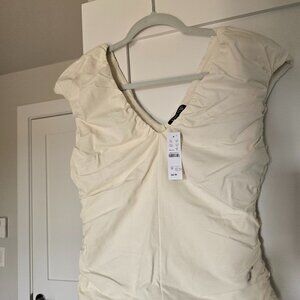J.Crew Ruched Vneck in stretch cotton top size M